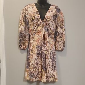 Anna Cate Marybeth Floral V‑Neck Puff Sleeve Dress Size S  Feminine Romantic